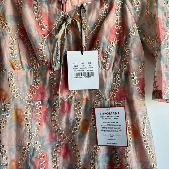 glamorous bloom maternity glam floral 3/4 sleeve midi dress - Picture 3 of 10